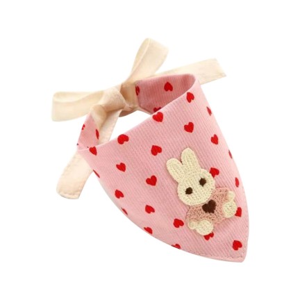Pure cotton pink heart rabbit shape bibs