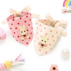 Pure cotton pink heart rabbit shape bibs