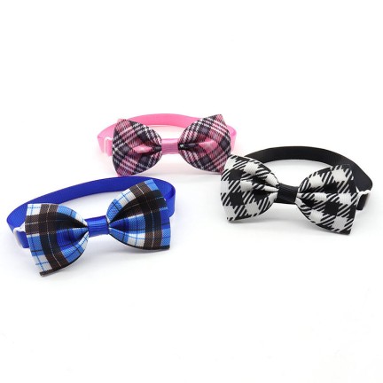 Plaid Stripe Pet Bow Tie Adjustable Collar