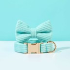 Personalized Blue Corduroy Dog Bow Tie