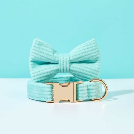 Personalized Blue Corduroy Dog Bow Tie