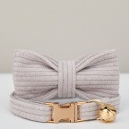 Light Grey Corduroy Bow Tie Collar for Cats and Dogs