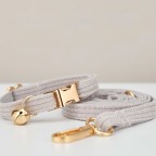 Light Grey Corduroy Bow Tie Collar for Cats and Dogs