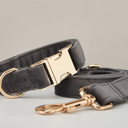 Dark Grey Personalized Dog Bow Tie Collar