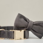 Dark Grey Personalized Dog Bow Tie Collar