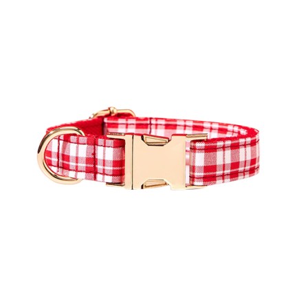 Red Plaid Bow Tie Dog Collar