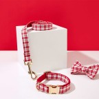 Red Plaid Bow Tie Dog Collar