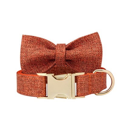Orange Tweed Personalized Pet Collar