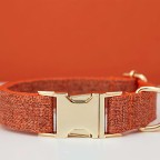 Orange Tweed Personalized Pet Collar