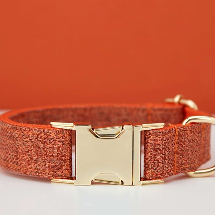 Orange Tweed Personalized Pet Collar