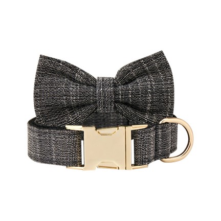 Black Tweed Personalized Pet Collar