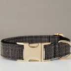 Black Tweed Personalized Pet Collar