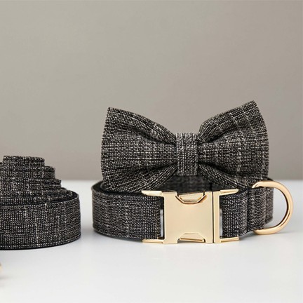 Black Tweed Personalized Pet Collar