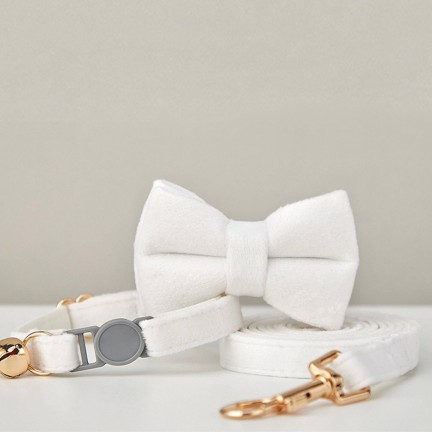 Detachable White Personalized Cat Collar Bow Tie