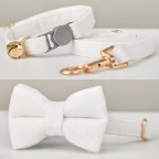 Detachable White Personalized Cat Collar Bow Tie