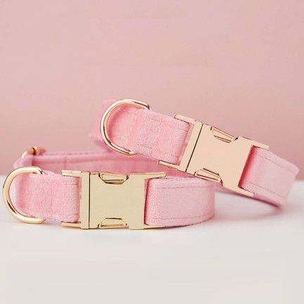Pink Personalized Pet Dog Collar with Floral Bow Tie