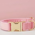Pink Personalized Pet Dog Collar with Floral Bow Tie