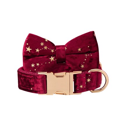 Starry Red Personalized Dog Collar
