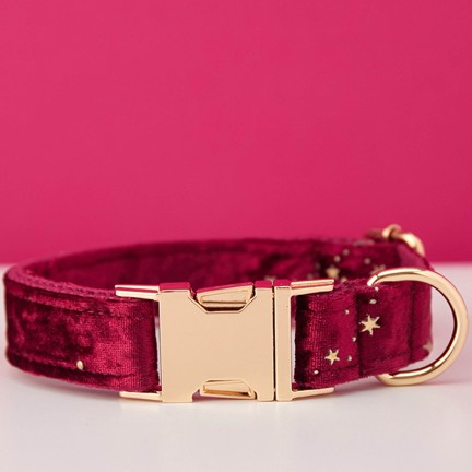 Starry Red Personalized Dog Collar