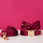 Starry Red Personalized Dog Collar