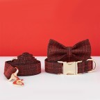 Burgundy Tweed Personalized Dog Collar Bow Tie