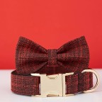 Burgundy Tweed Personalized Dog Collar Bow Tie