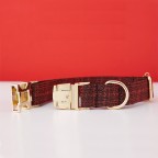 Burgundy Tweed Personalized Dog Collar Bow Tie