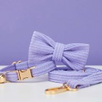 Lilac Corduroy Personalized Cat Collar Bow Tie