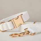 White Elegant Personalized Dog Collar Bow Tie