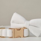 White Elegant Personalized Dog Collar Bow Tie