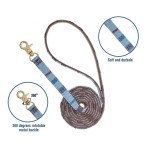 Blue Embroidered Wooden Stitch Plaid Dog Collar