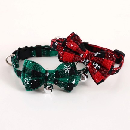 Christmas Plaid Snowflake Dog Collar