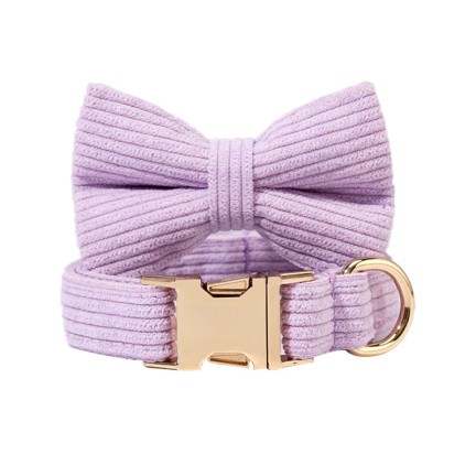 Personalized Lavender Corduroy Dog Bow Tie