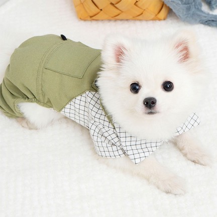 Summer Cute Plaid Pet Jumpsuit