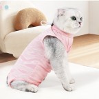 Pink Breathable Ice Silk Pet Surgery Recovery Jumpsuit