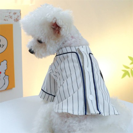 Summer Cute Striped Dog Baseball Shirt Pet Jumpsuit