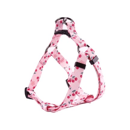 Pink Floral Adjustable Dog Harness Leash Set