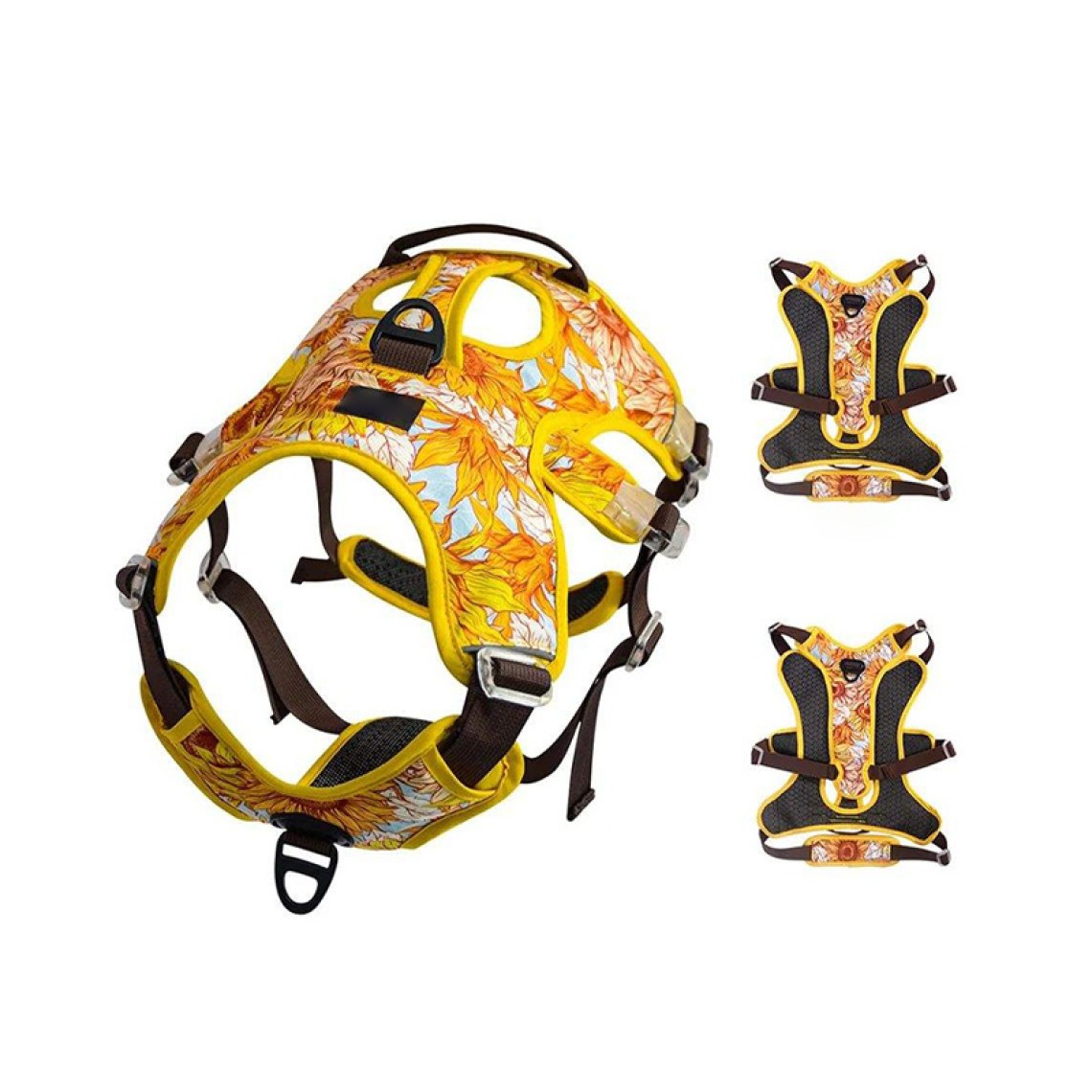 Adjustable anti-strain reflective harness traction set
