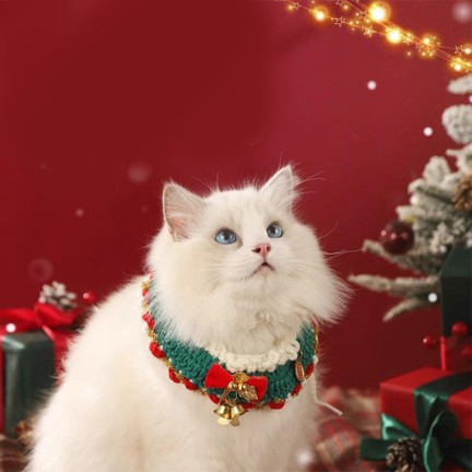 Christmas Bow Pet Scarf Necklace Collar