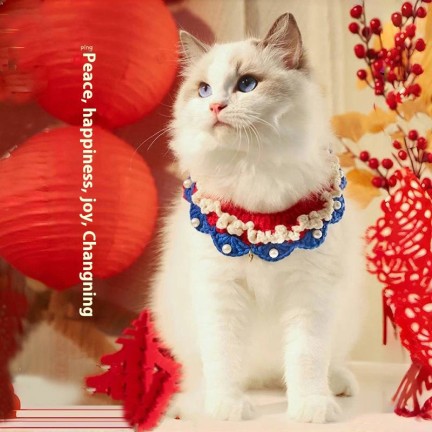 Eco-friendly wool fashion pet scarf necklace