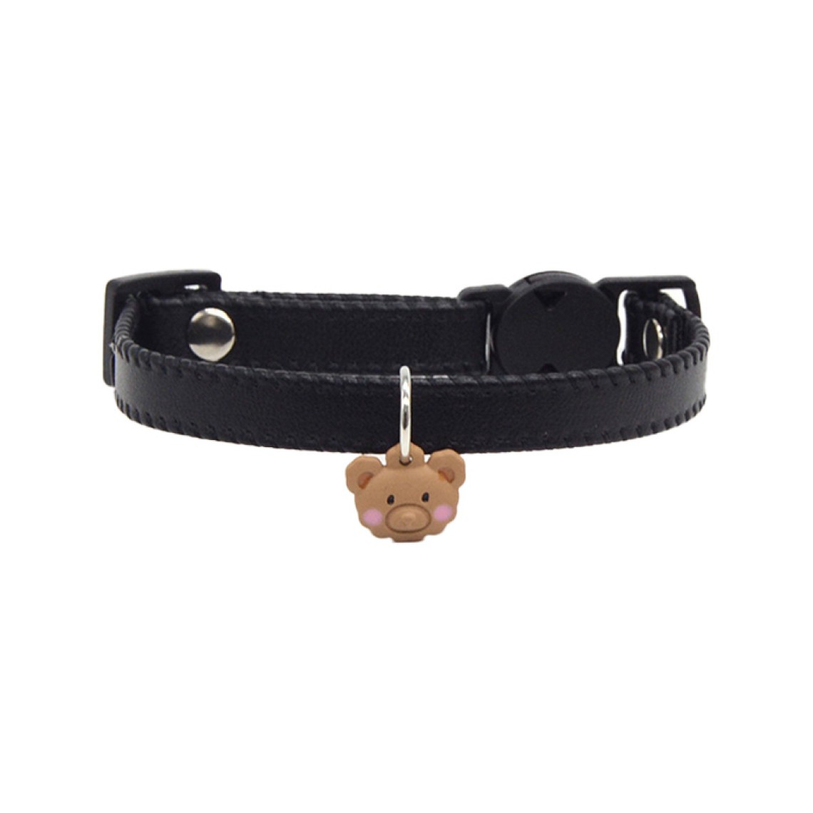 Leather Bear Charm Pet Collar