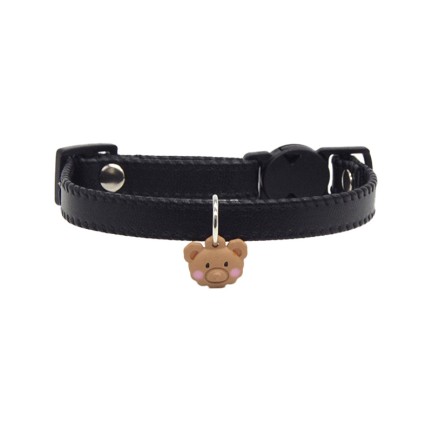 Leather Bear Charm Pet Collar