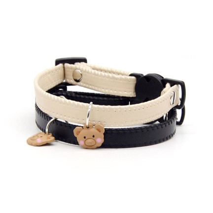 Leather Bear Charm Pet Collar