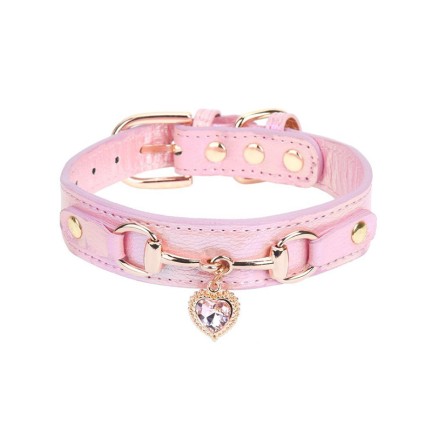 Pet collar embellished with sparkling rhinestones