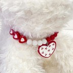 Heart-shaped ribbon-embellished pet collar