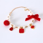 Pearl Velvet Bow Pet Necklace