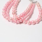 High Quality Multi-layer Pink Pearl Pet Collar