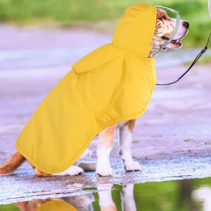 Transparent Hooded Reflective Strip Dog Raincoat