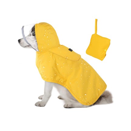 Transparent Hooded Reflective Strip Dog Raincoat