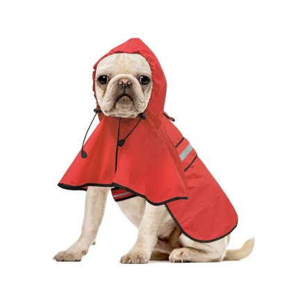 Double-layer hooded waterproof dog raincoat